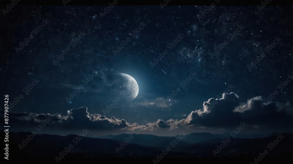 night sky with moon and stars
night sky with moon and stars