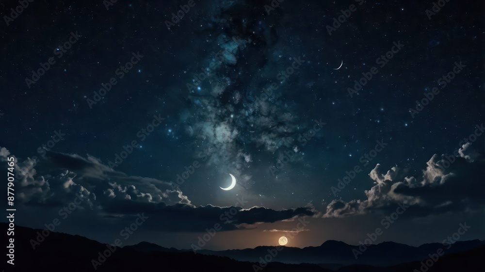 night sky with moon and stars
night sky with moon and stars