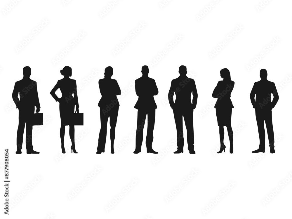 Business people silhouette. Set of businessman and woman silhouettes. Business people silhouette. Set of businessman and woman silhouettes.