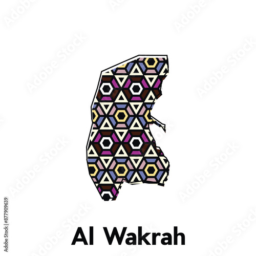 map City of Al Wakrah vector, national borders and important cities illustration, map style with polygon colorful design template photo
