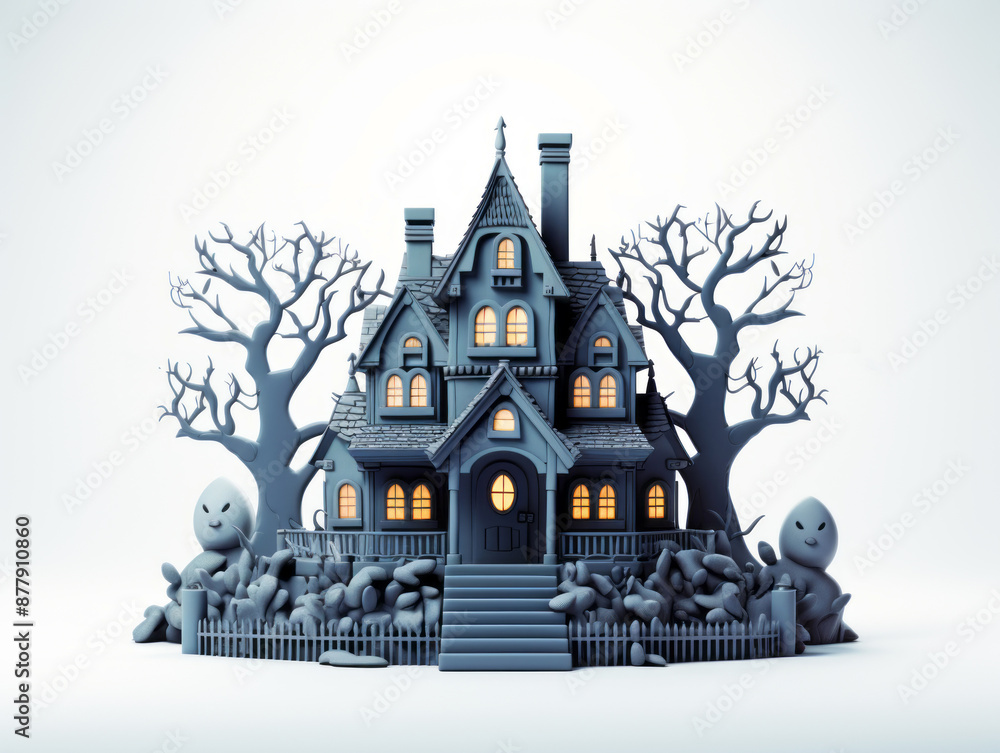 Spooky Haunted House at Sunset with Crows. Spooky Haunted House at Sunset with Crows.