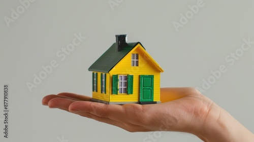 The hand holding model house
