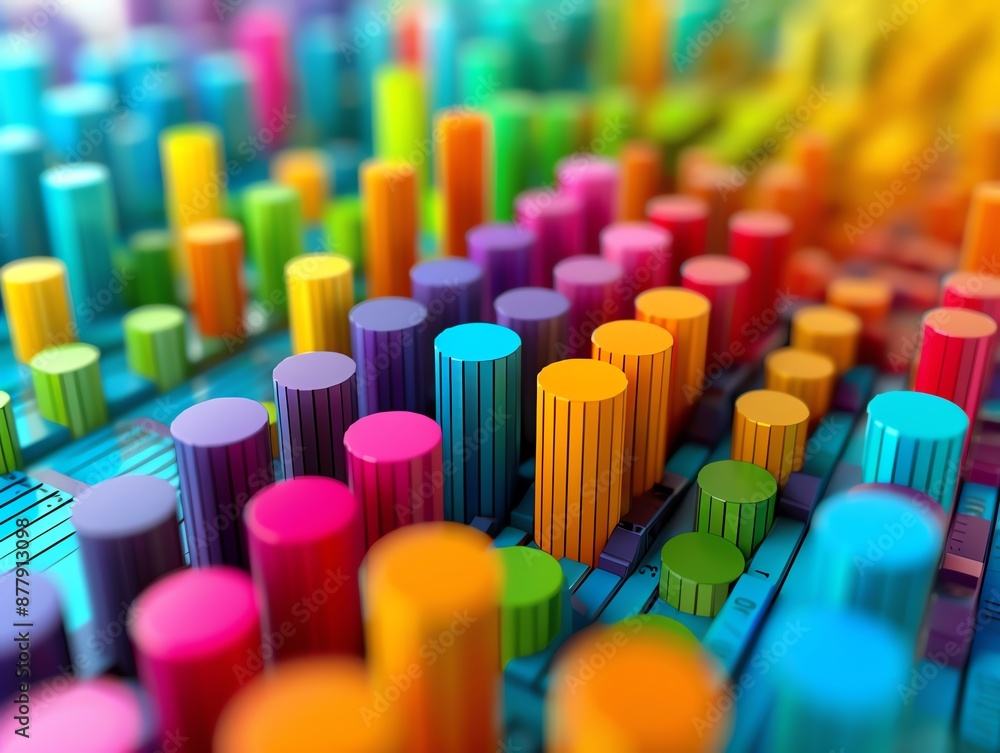 Obraz premium Abstract colorful cylinders create a vibrant and dynamic pattern.