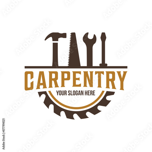 Carpentry Vector Logo, Design Illustration Carpenter Vintage