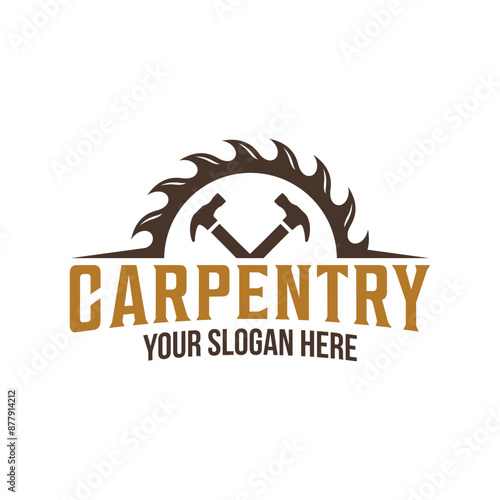 emblem logo vector for carpentry, woodworkers, lumberjack, sawmill service