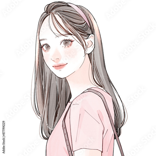 カチューシャをつけている女性