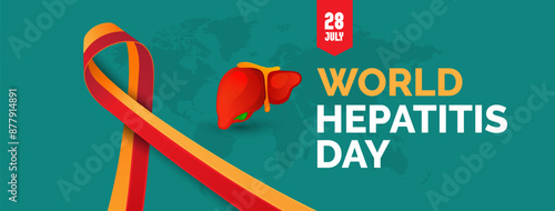 World Hepatitis Day, 28 July Hepatitis Day Awareness Concept Cover Banner Template