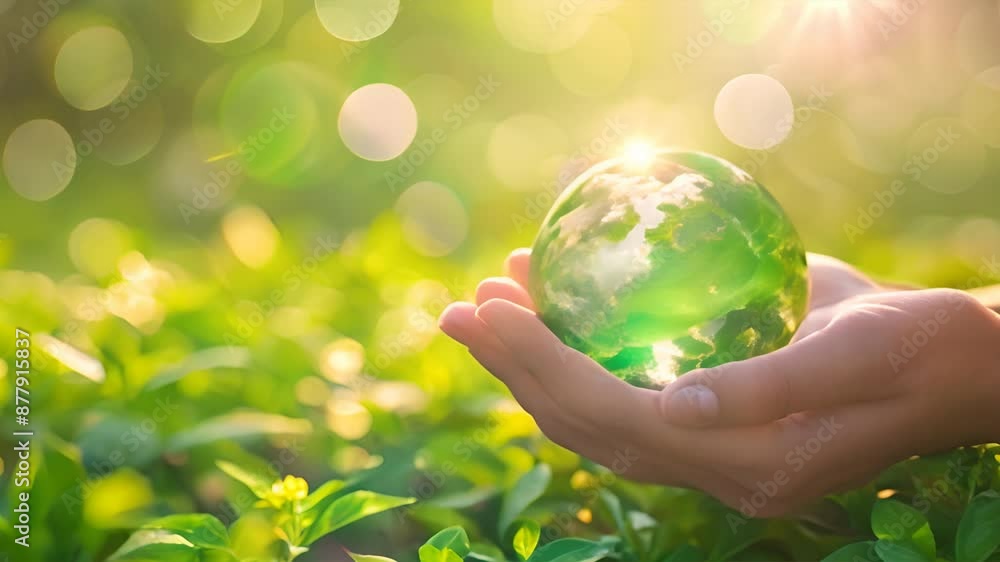 close up hands holding green earth.generative ai close up hands holding green earth.generative ai