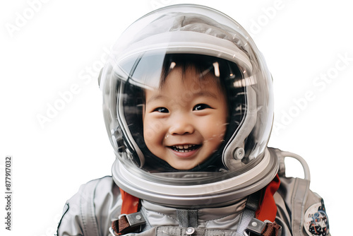 Little boy in astronaut suit with transparent background, PNG illustration for space-themed designs and projects