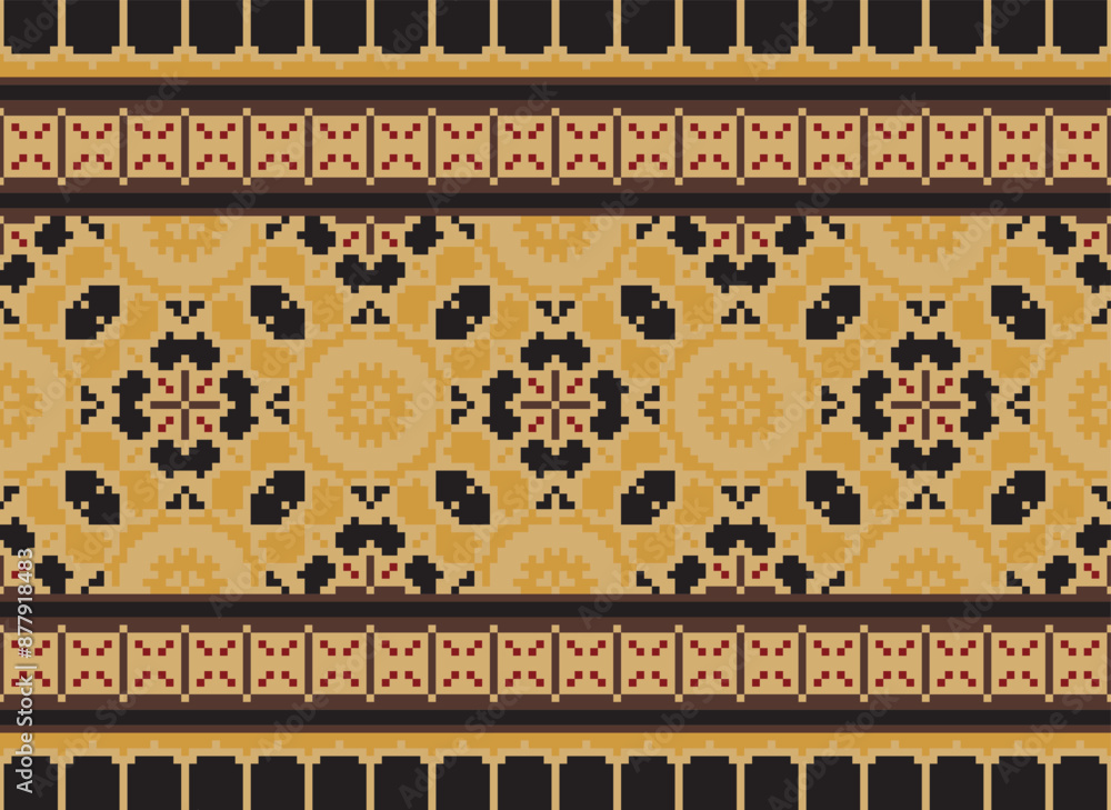 Fototapeta premium Tribal striped seamless pattern. Aztec geometric black-white background. Can be used in fabric design for clothes, accessories, decorative paper, wrapping,