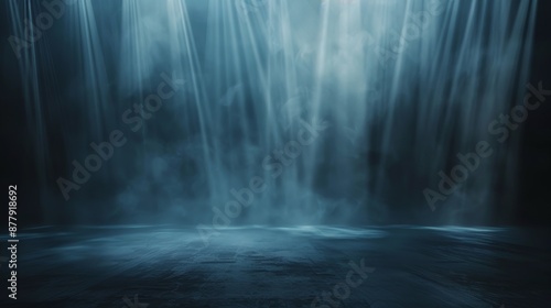 Studio Room Background with Light Beams and Fog for Product Presentation Generative AI