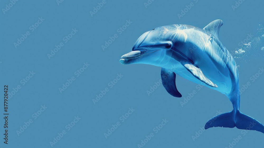 Blue water dolphin portrait with space for text Blue water dolphin portrait with space for text