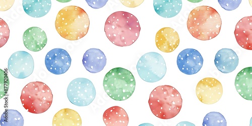 Watercolor Abstract Background with Colorful Polka Dots Illustration