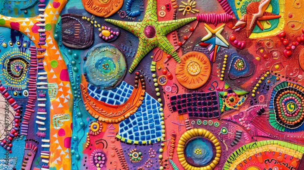 An abstract background with a mix of bright, bold colors and intricate patterns, creating a lively and eye-catching effect An abstract background with a mix of bright, bold colors and intricate patterns, creating a lively and eye-catching effect