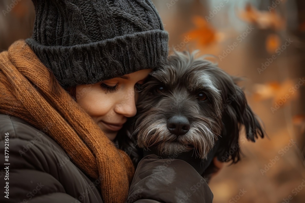 A dog and its owner sharing a heartwarming embrace. A dog and its owner sharing a heartwarming embrace.