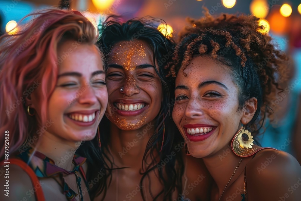 Friends from diverse backgrounds celebrating a cultural festival. Friends from diverse backgrounds celebrating a cultural festival.