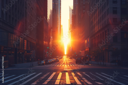 Sunset Backlight Shining Through CBD Skyscrapers - Urban Sunset Photography