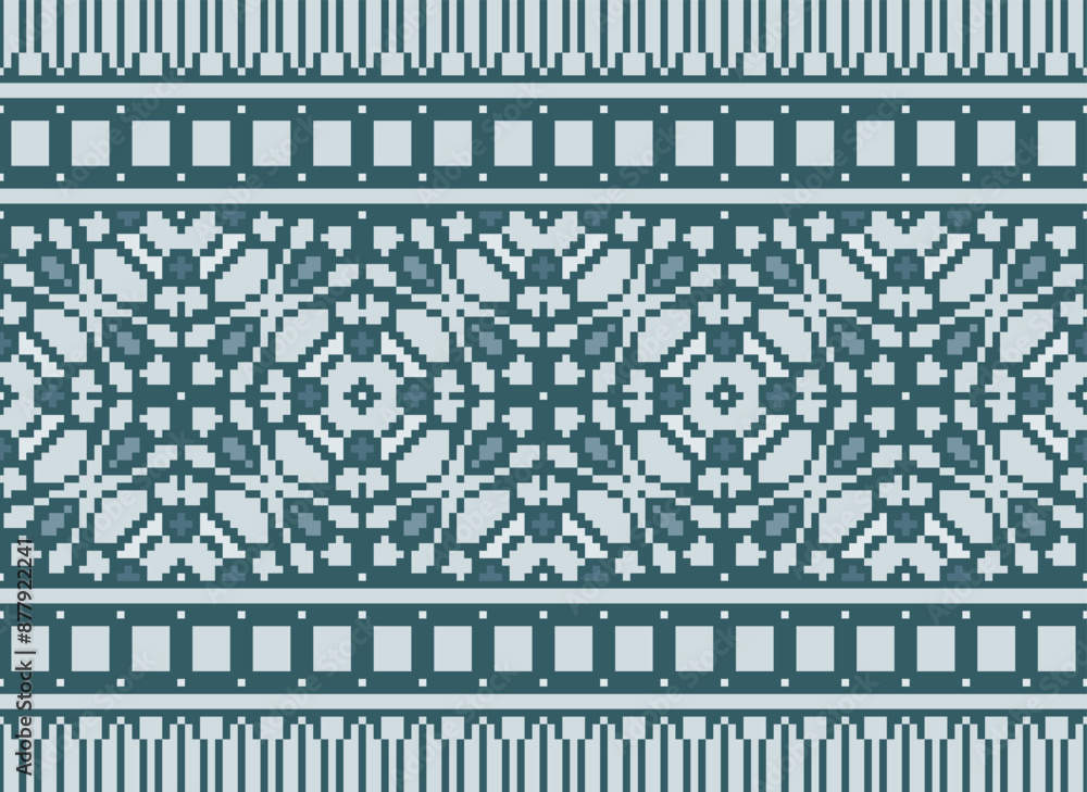 Obraz premium Tribal striped seamless pattern. Aztec geometric black-white background. Can be used in fabric design for clothes, accessories, decorative paper, wrapping,