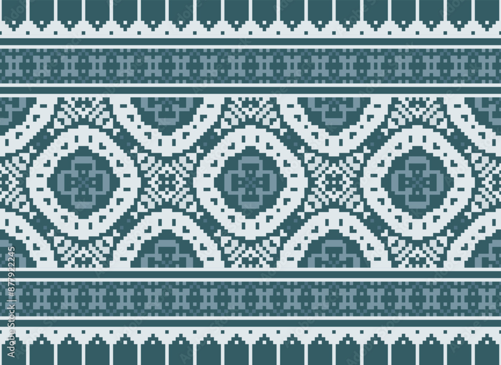 Fototapeta premium Tribal striped seamless pattern. Aztec geometric black-white background. Can be used in fabric design for clothes, accessories, decorative paper, wrapping,