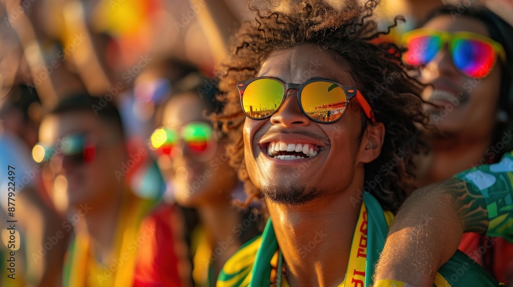 A cheering football fan The world cup unifies football players in their passion of the beautiful game and captivates spectators with its exciting matches and memorable moments. A cheering football fan The world cup unifies football players in their passion of the beautiful game and captivates spectators with its exciting matches and memorable moments.