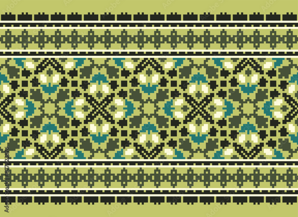 Fototapeta premium Tribal striped seamless pattern. Aztec geometric black-white background. Can be used in fabric design for clothes, accessories, decorative paper, wrapping,