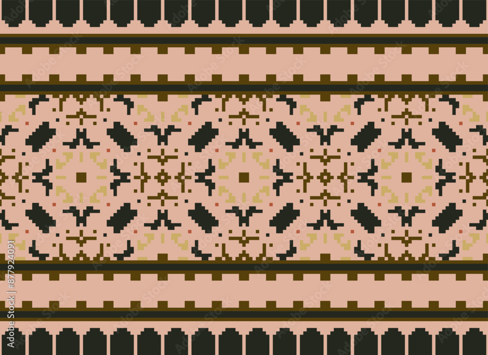 Fototapeta premium Tribal striped seamless pattern. Aztec geometric black-white background. Can be used in fabric design for clothes, accessories, decorative paper, wrapping,