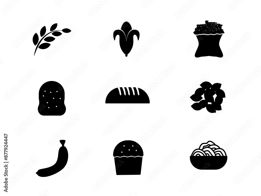 Carbohydrate food black and white icon vector Carbohydrate food black and white icon vector