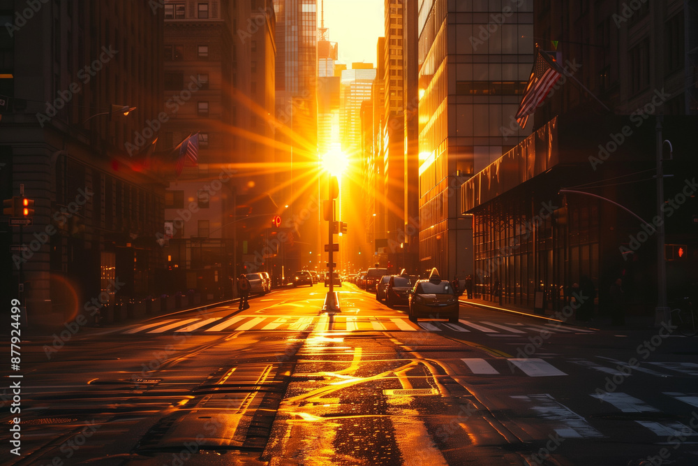Sunset Backlight Shining Through CBD Skyscrapers Sunset Backlight Shining Through CBD Skyscrapers