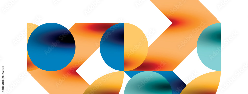 Metal color circles with shadows and other geometric elements composition for wallpaper, banner, background or landing Metal color circles with shadows and other geometric elements composition for wallpaper, banner, background or landing