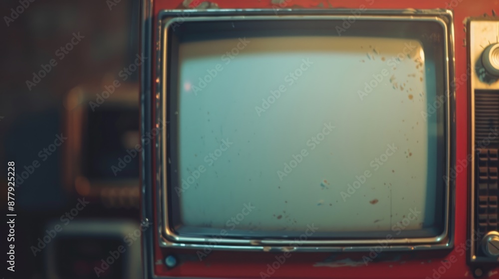 Close up of classic television screen with blank space media and entertainment theme Close up of classic television screen with blank space media and entertainment theme