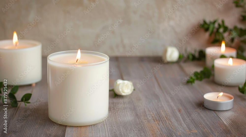 Fragrant bamboo wick candles set on a rustic wooden table, their soft glow and natural scent creating a harmonious and inviting atmosphere Fragrant bamboo wick candles set on a rustic wooden table, their soft glow and natural scent creating a harmonious and inviting atmosphere