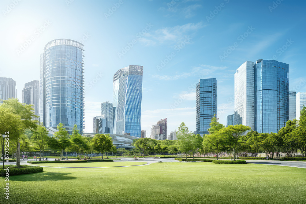 Modern Cityscape with Green Park Modern Cityscape with Green Park