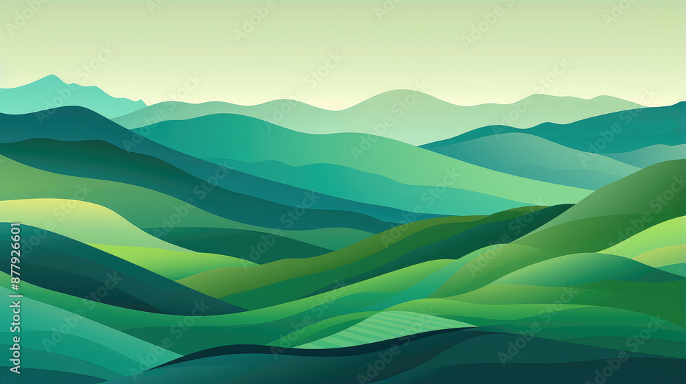 Serene Green Mountain Layers Vector Art