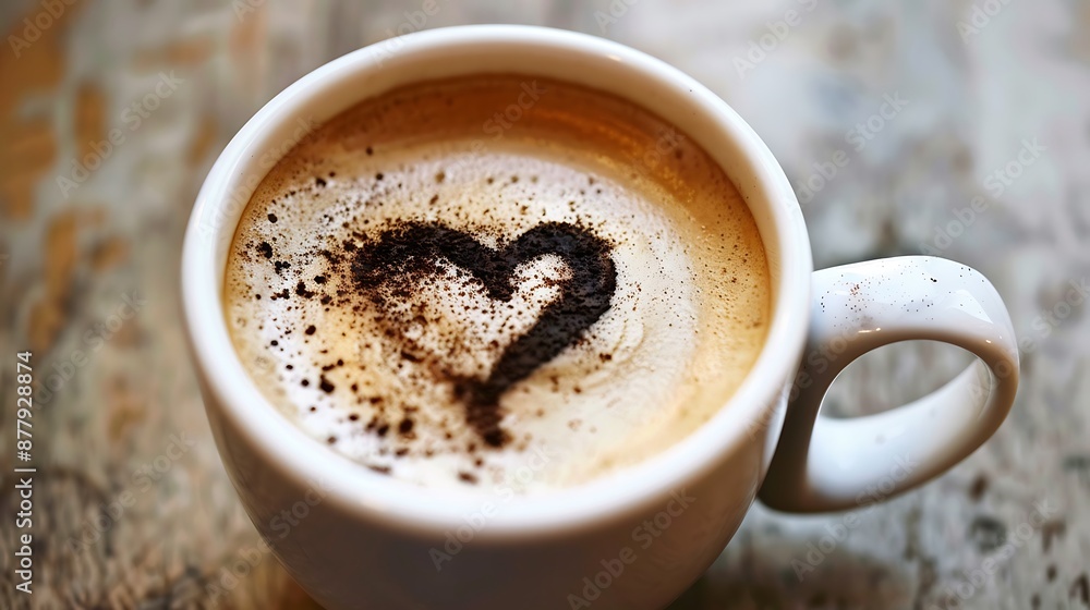 Cup of coffee heart drawing on coffee Cup of coffee heart drawing on coffee