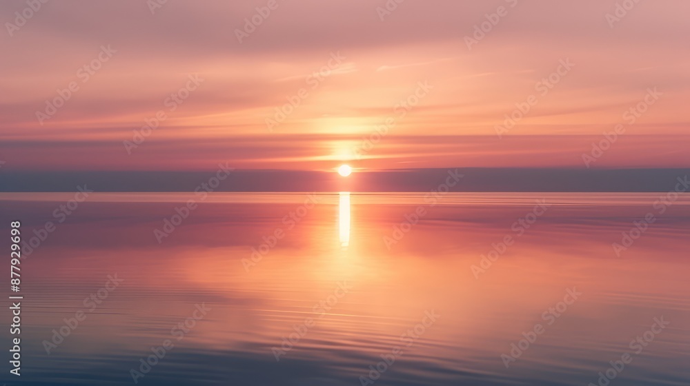Fototapeta premium Tranquil Sunset Horizon over Calm Ocean Waters