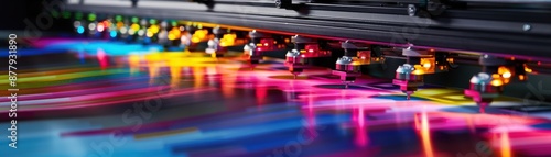 Wallpaper Mural High-speed digital printer producing vibrant colorful prints with precision, showcasing advanced printing technology and high-quality ink application. Torontodigital.ca