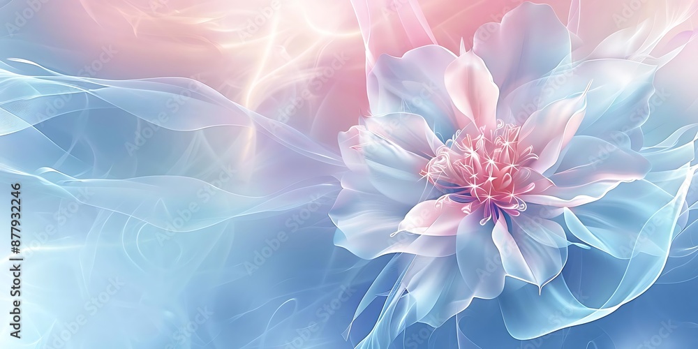 Abstract Flower Illustration with Pastel Blue and Pink Colors Abstract Flower Illustration with Pastel Blue and Pink Colors