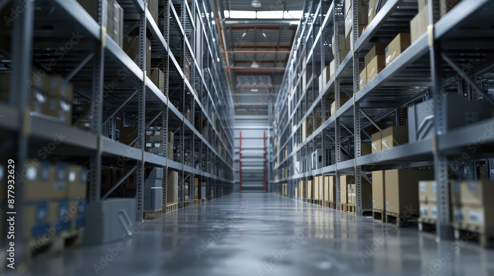 Modern Distribution Center Warehouse Aisle Modern Distribution Center Warehouse Aisle
