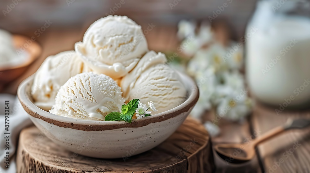Maras ice cream with milk on wooden background Maras ice cream with milk on wooden background
