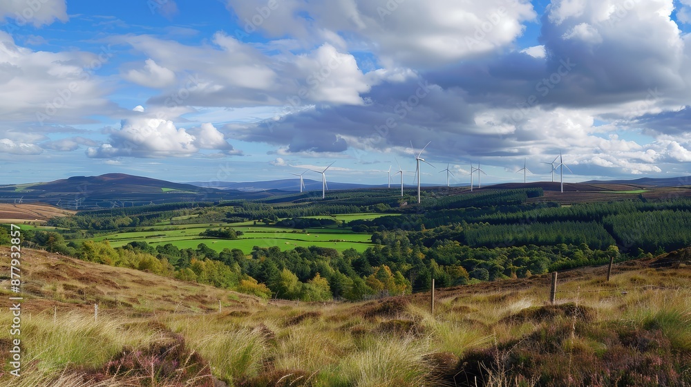 Wind Farm in Lush Rolling Hills Wind Farm in Lush Rolling Hills