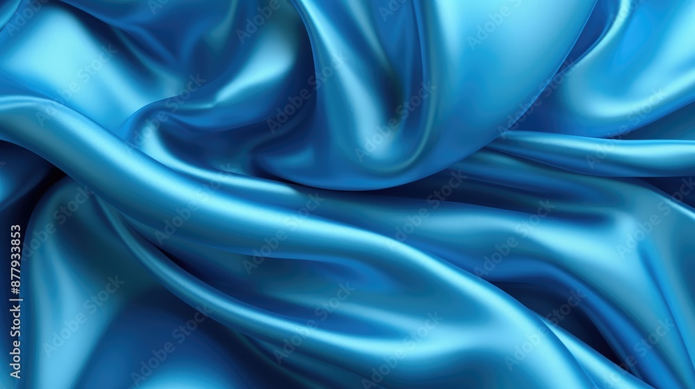 Obraz premium Luxurious Blue Silk Fabric Close-Up