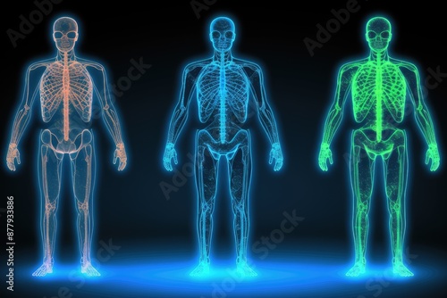 Human Body Diagnostic Scans in Three Variations