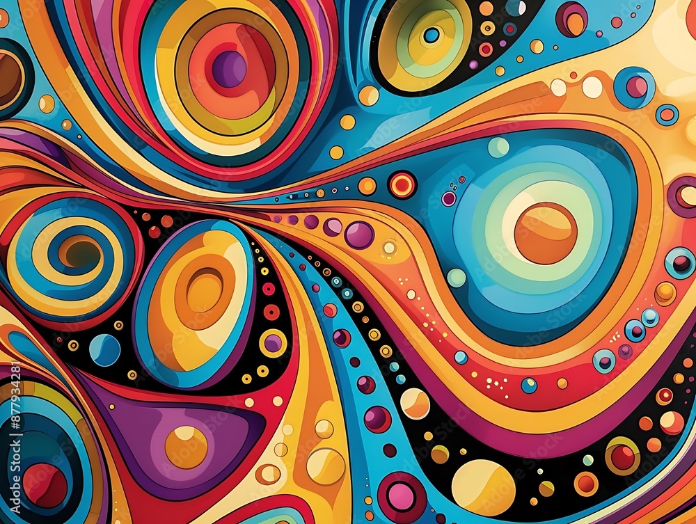 Abstract Illustration of Colorful Swirling Circles and Dots Abstract Illustration of Colorful Swirling Circles and Dots
