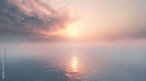 Peaceful Sunrise Over Water Illustration
