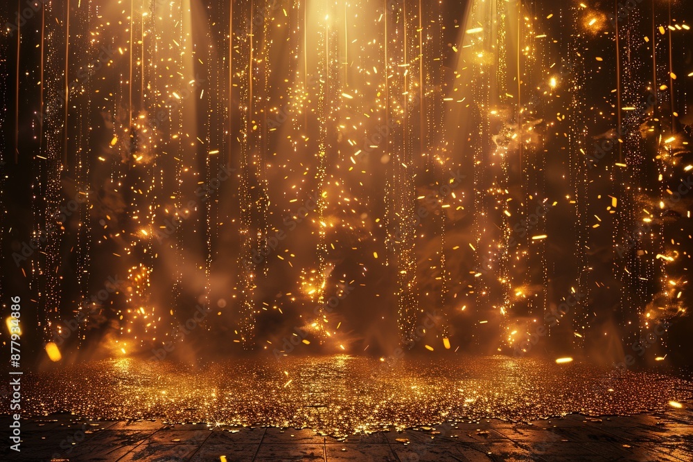 Fototapeta premium Glittering Concert Stage ,Concert Stage with Metallic Confetti and Glitter