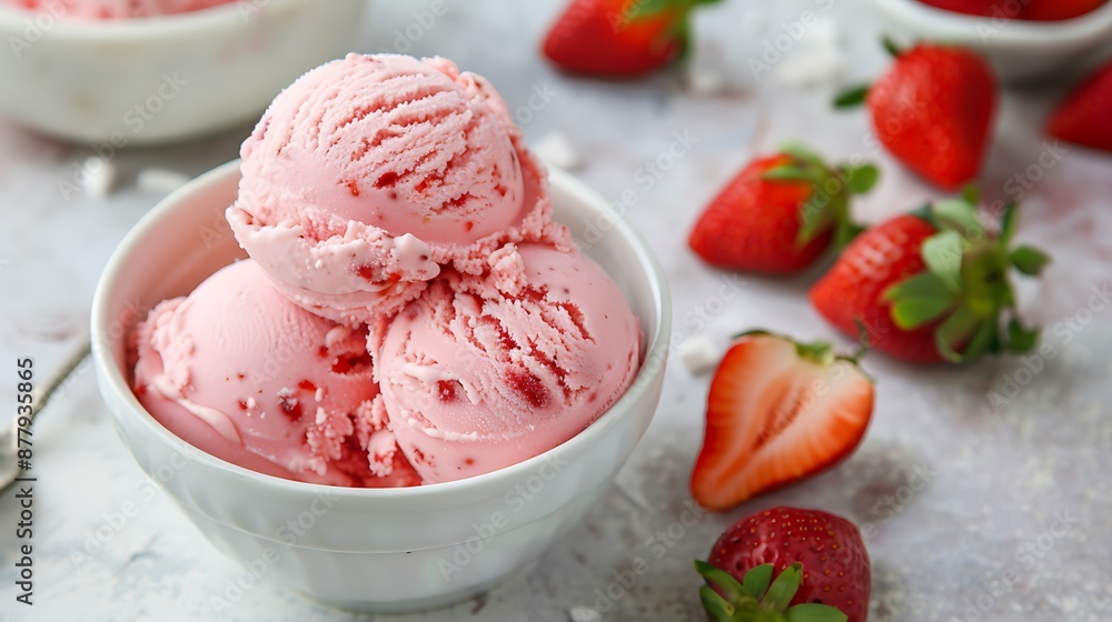 strawberry ice cream bowl homemade delicious strawberry ice cream on table strawberry ice cream bowl homemade delicious strawberry ice cream on table