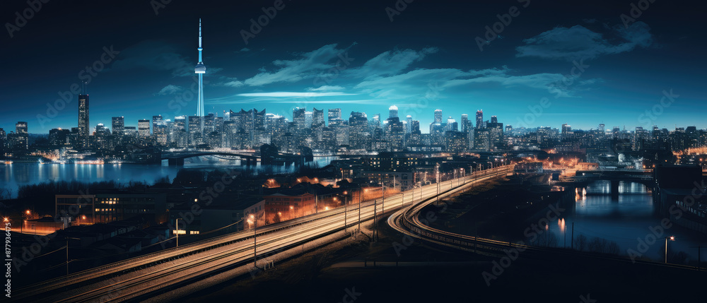 Fototapeta premium Metropolitan Elegance: City Skyline at Night