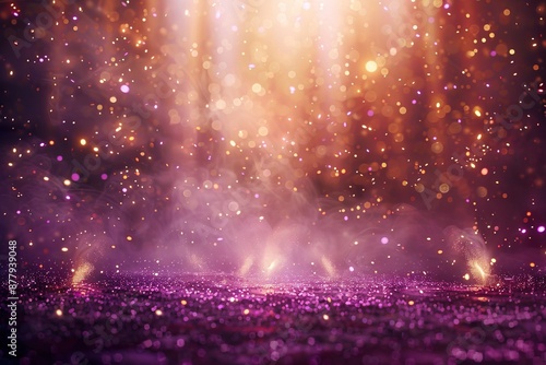 Glittering Concert Stage ,Concert Stage with Metallic Confetti and Glitter