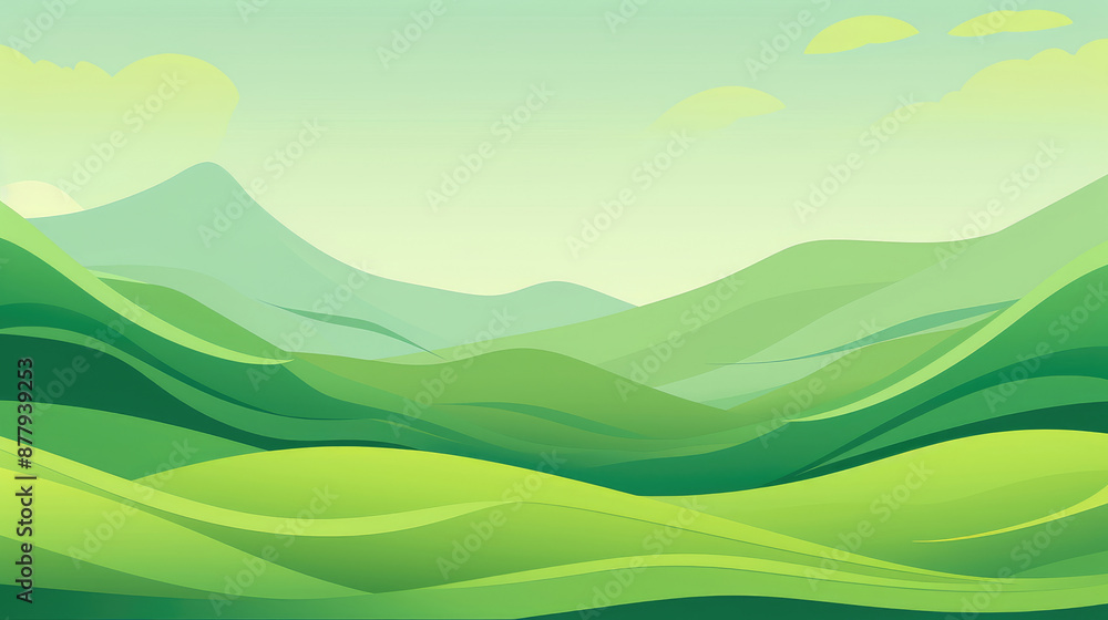 Obraz premium Serene Green Valley Nature Illustration