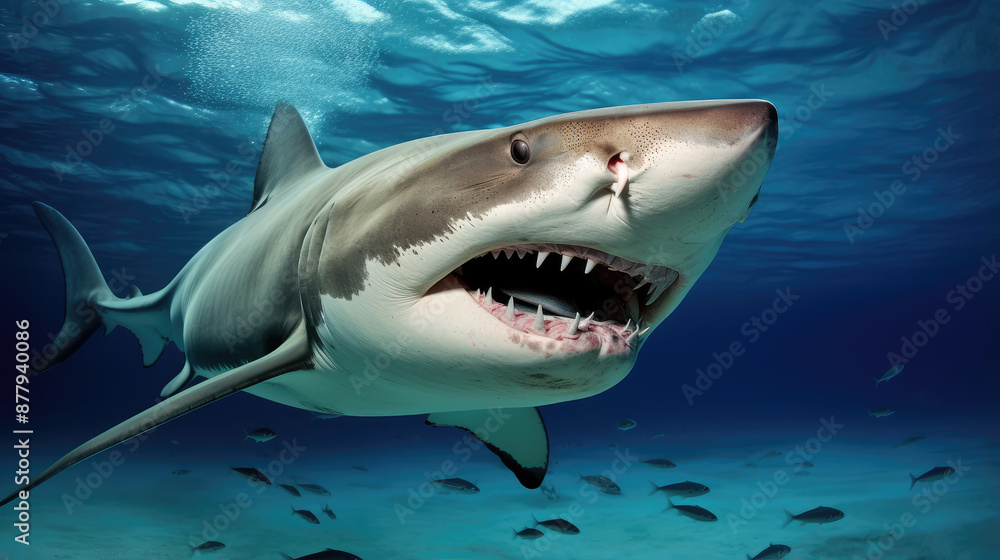 Naklejka premium Majestic Great White Shark in Natural Habitat